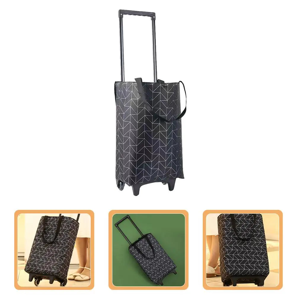 Shopping Cart with Wheels Portable Waterproof Bag Rolling Shopping Bag Trolley Tote Bag Stair Climbing Cart for Traveling Shoppi
