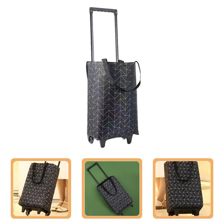 Shopping Cart with Wheels Portable Waterproof Bag Rolling Shopping Bag Trolley Tote Bag Stair Climbing Cart for Traveling Shoppi