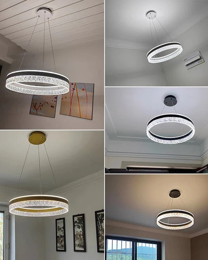 Modern LED Chandelier For Living Room Dining Room Bedroom Study Ring Ceiling Pendant Lamp Lustre Room Decorative Lighting Lamp