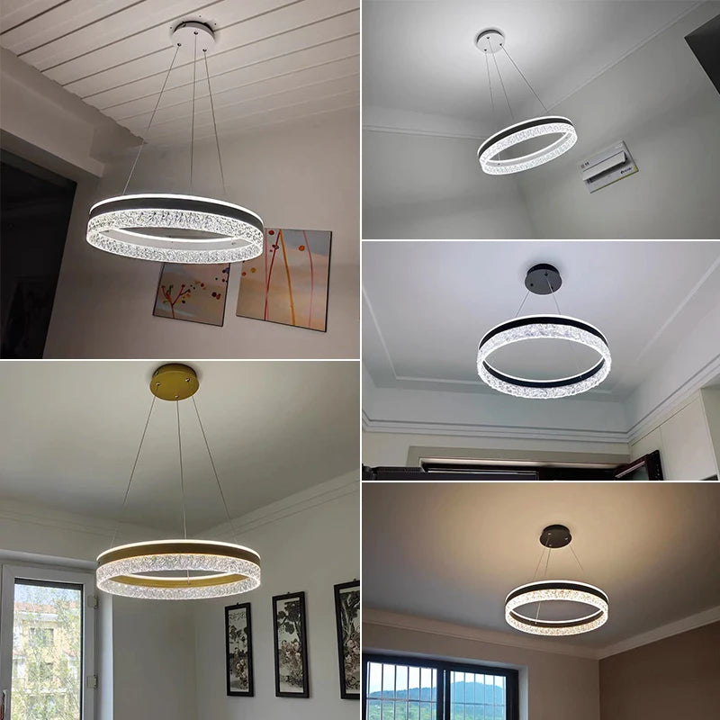 Modern LED Chandelier For Living Room Dining Room Bedroom Study Ring Ceiling Pendant Lamp Lustre Room Decorative Lighting Lamp