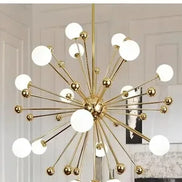 Modern Global Led Chandelier Kitchen Restaurant Living Room Pendant Lamp Organic Glass Acrylic Artificial Satellite Decor Lights