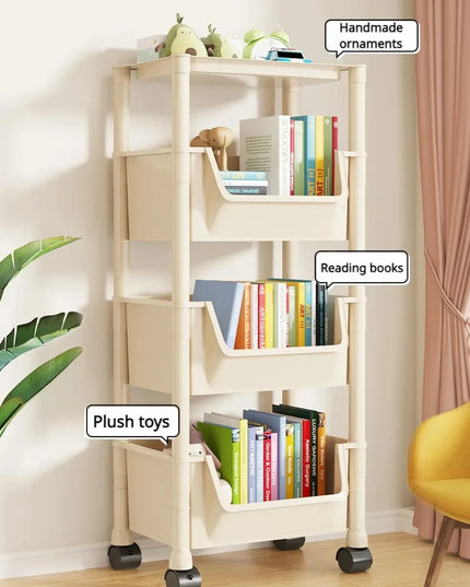 Children's Bookcases Rack Cart Home Toy Storage Reading Shelves Furniture With Wheels Removable Small Bookshelves With Wheels