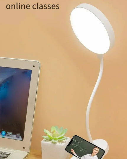 Portable USB Table Lamp Rechargeable Desk Lamp with Clip Bed Reading Night Light LED Touch 3 Modes Dimming Eye Protection Light