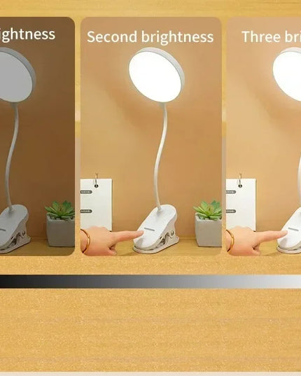 Portable USB Table Lamp Rechargeable Desk Lamp with Clip Bed Reading Night Light LED Touch 3 Modes Dimming Eye Protection Light