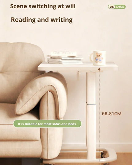 Height-adjustable Stone Study Desk Simple Movable Bedside Sofa Side Table for Balcony Bedroom Small Apartment