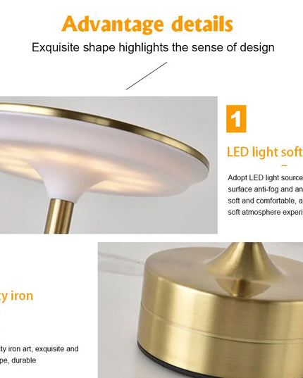 LED Table Lamp USB Rechargeabl Portable  Touch Sensor Desktop Night Light Bedroom Night Light Reading Lamps Decor Light