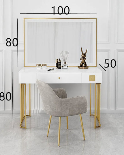 Vanity Set with Lighted Mirror, Makeup Vanity Dressing Table with LED Light, Drawers, Storage Shelves and Cosmetics Cabinet