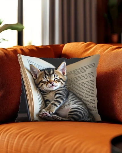 Creative Sleep Cat Fashion Design Printed Pillowcase Single Sided Comfortable Indoor Sofa Home Cushion Pillow Set Accessories