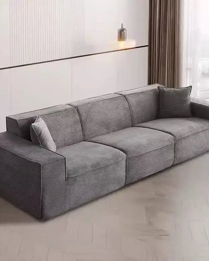 Compressed fabric sofa corduroy small unit straight row full sponge sofa without skeleton tofu block sofa