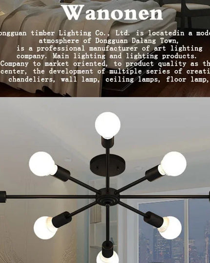 Modern Chandelier  Industrial  Living Room Black E27 Hotel Hall Home Decor Parlor Retro Simple Household Art Pendant Lights