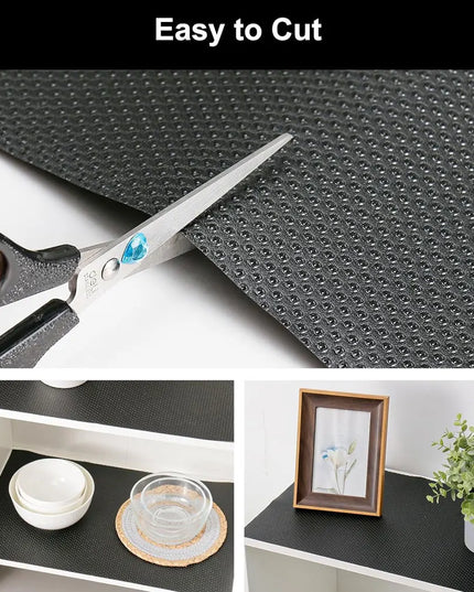 1PC Kitchen Shelf Liner - Non-Slip Waterproof Drawer Mat, Washable Oilproof Cabinet Pad, Non-Adhesive Black