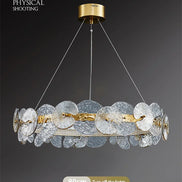 Modern LED Chandelier Lamp For Living Room Bedroom Dining Kitchen Ceiling Lights Ring Glass Flower Design Suspension Light