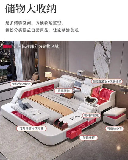 Comforter Mattresses Double Bed Luxury Organizer Bedframe Headboards Double Bed Bedroom Smart Camas De Dormitorio Furniture Home