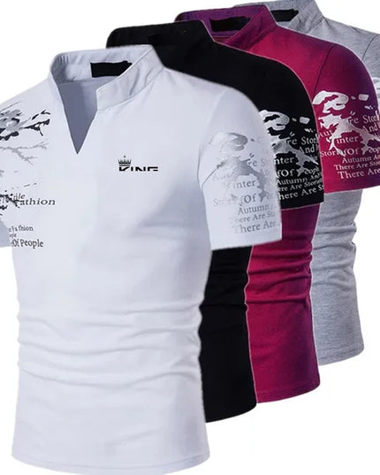 Men's Polo Shirt Golf Shirt Graphic Prints V Neck Outdoor Street Short Sleeves Print Clothing Sports Fashion Streetwear Designer