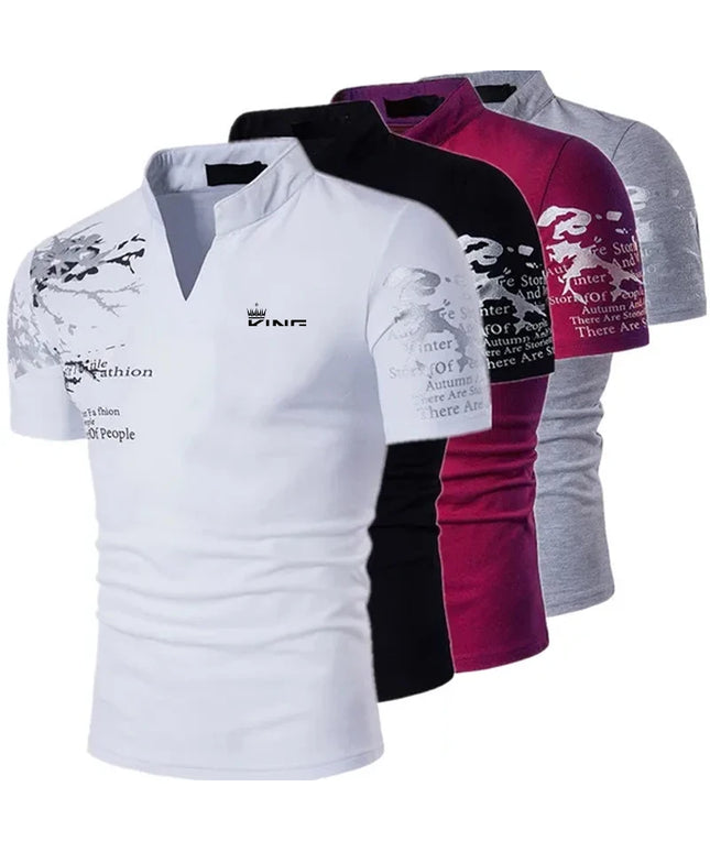 Men's Polo Shirt Golf Shirt Graphic Prints V Neck Outdoor Street Short Sleeves Print Clothing Sports Fashion Streetwear Designer