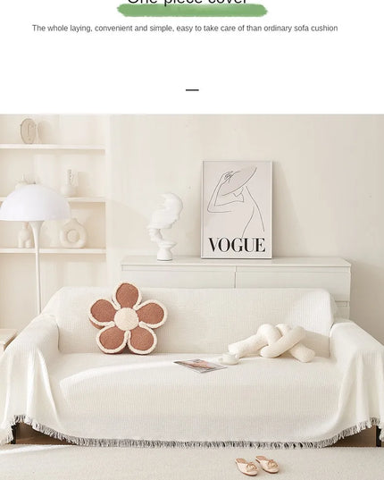 Sofa Towel  with Full Coverage Ins Cream Wind Cotton Yarn Camping Blanket Sofa Cushion Cover All  Season Universal All Inclusive