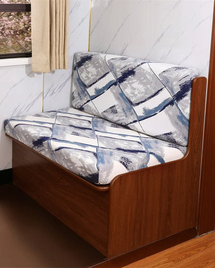 2pcs/set Flowers Printed RV Dinette Cushions Covers Elastic Spandex Sofa Cover Outdoor Camper Car Bench Protector Cover Home