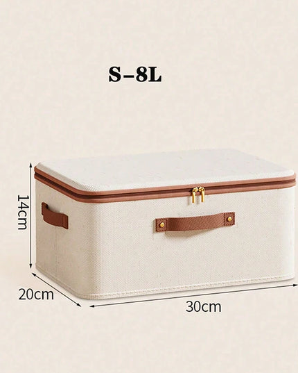Foldable Clothes Storage Box, Closet Organizer Container with Handle and Zipper,Suitable for Wardrobe, Closet,Blanket (Washable)
