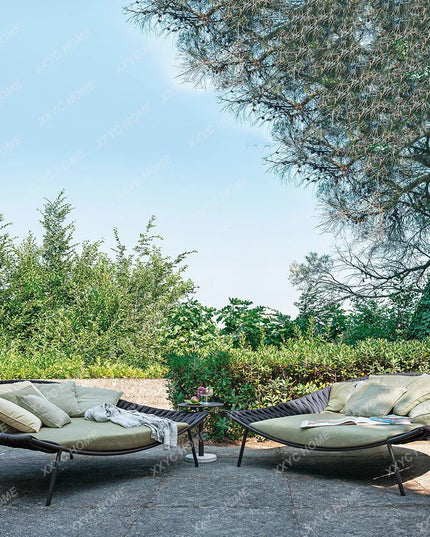 Balcony Garden Sofa Large Reclining Bed Internet Celebrity Rattan Hotel Outdoor Pool Courtyard Open-Air Round Bed Table Combinat