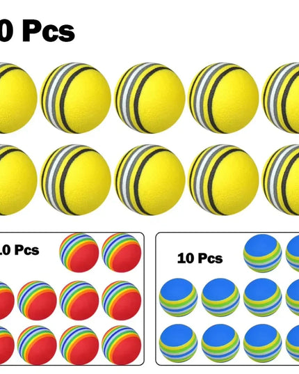 10PCS Foam Golf Balls Indoor Swing Training Practice Balls Rainbow Sponge Balls Golf Beginners Flexible Training Aid Accessories