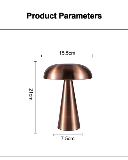 Rechargeable Table Lamp Bedroom Decoration Bar Living Room Bedside Mood Lights Touch Three Level Dimming Metal Mushroom Lamps