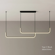 Modern LED Strip Chandelier Light Restaurant Kitchen Decor Ceiling Gold Hanging Pendants Living Room Lighting Indoor Lamp Lustre