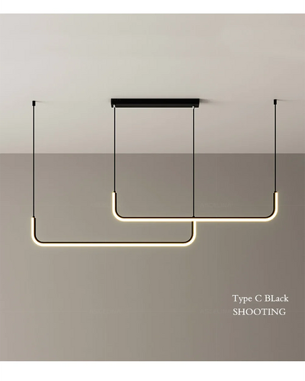 Modern LED Strip Chandelier Light Restaurant Kitchen Decor Ceiling Gold Hanging Pendants Living Room Lighting Indoor Lamp Lustre
