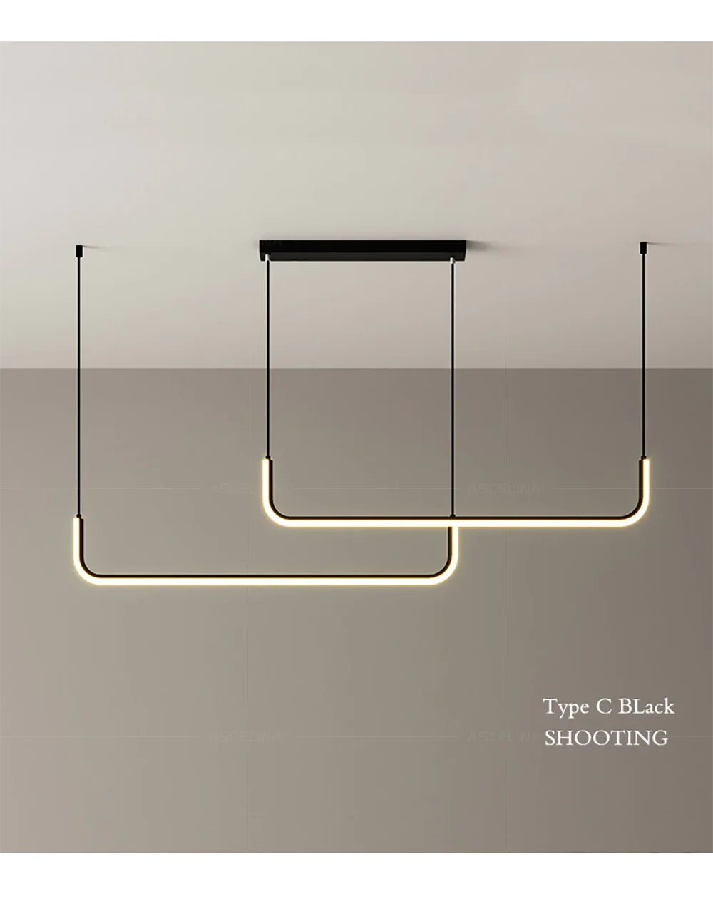 Modern LED Strip Chandelier Light Restaurant Kitchen Decor Ceiling Gold Hanging Pendants Living Room Lighting Indoor Lamp Lustre