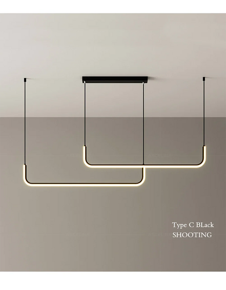 Modern LED Strip Chandelier Light Restaurant Kitchen Decor Ceiling Gold Hanging Pendants Living Room Lighting Indoor Lamp Lustre