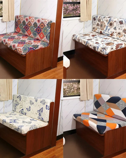 2pcs/set Elastic RV Dinette Cushions Covers Floral Print Spandex Armless Sofa Cover Camper Car Bench Cover Furniture Protector