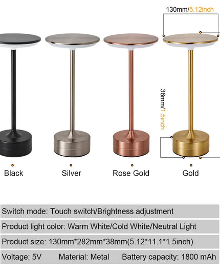 LED Table Lamp USB Rechargeabl Portable  Touch Sensor Desktop Night Light Bedroom Night Light Reading Lamps Decor Light