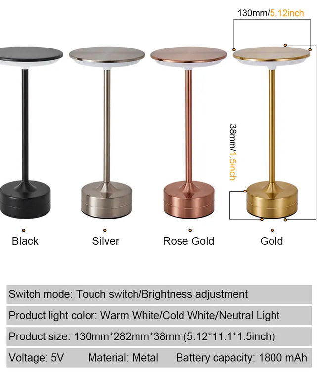 LED Table Lamp USB Rechargeabl Portable  Touch Sensor Desktop Night Light Bedroom Night Light Reading Lamps Decor Light