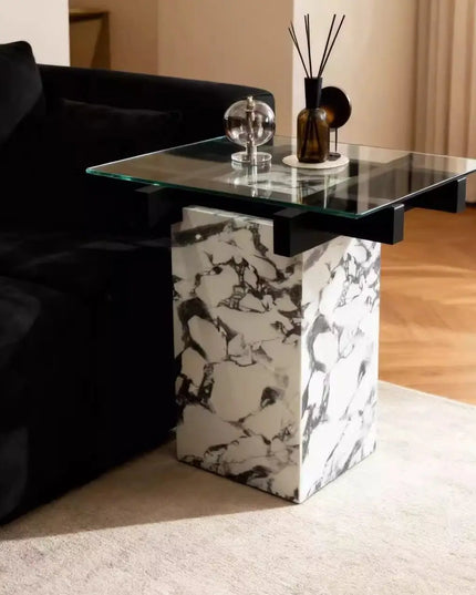 Retro round hole stone edge few living room sofa simple small coffee table