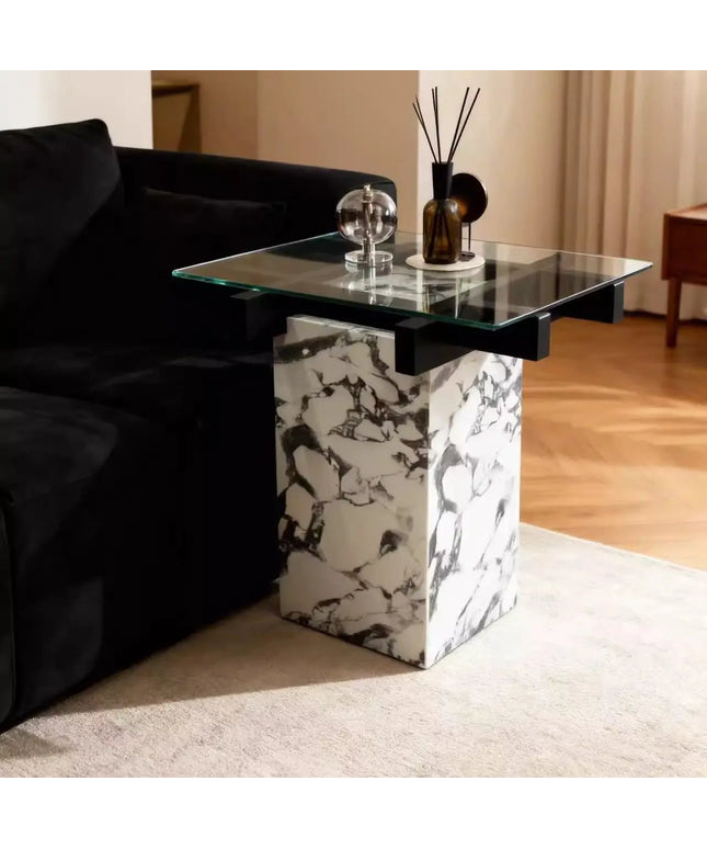 Retro round hole stone edge few living room sofa simple small coffee table