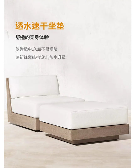 New Arrival Modern Design Outdoor Teak Sofa Combination Modern Teak Patio Garden Sofas Set Waterproof Villa Furniture