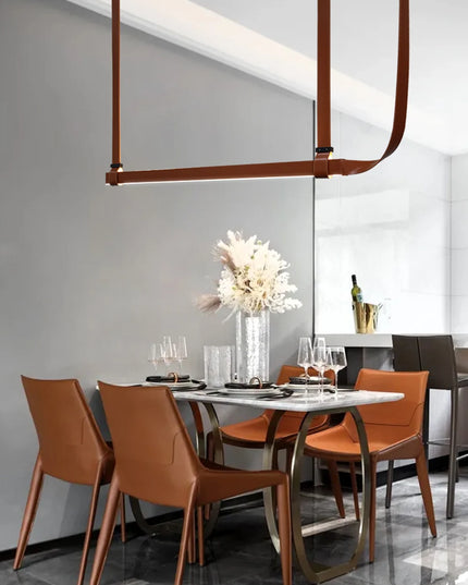 Modern LED Leather Chandelier Minimalist long chandelier For Living Room Kitchen Island Decor Dining Table Hanging Lamp fixtures