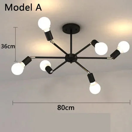 Modern Chandelier  Industrial  Living Room Black E27 Hotel Hall Home Decor Parlor Retro Simple Household Art Pendant Lights