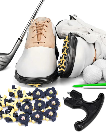 14 Pieces of Golf Metal Threaded Shoe Nails (with Wrench), Anti-slip Traction Nails for Golf Shoes, and Golf Accessories