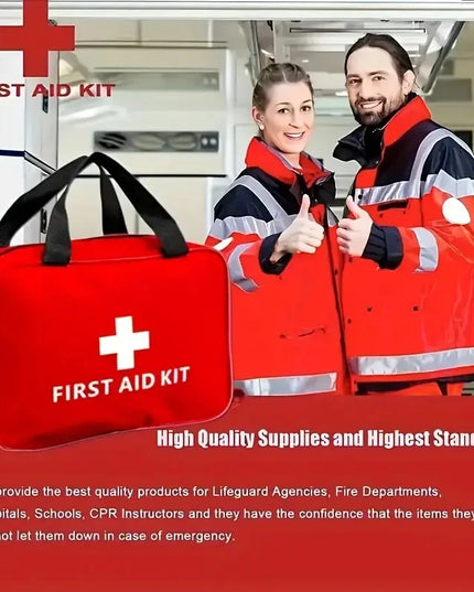 First Aid Kit - 188 pcs - for car, home, travel, camping, office or sport, fully stocked with emergency and survival essentials