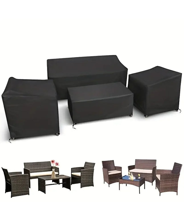 4pcs/Set Patio Furniture Covers, Heavy Duty Waterproof Outdoor Furniture Covers, Rattan Outdoor Furniture Windproof