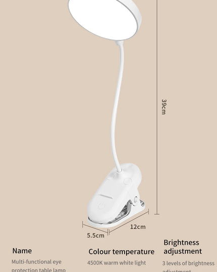Led Table Lamp USB Rechargeable Night Light With Folding Clamp Study Stand Read Lamp Touch 3 Modes Dimming Eye Protection Light