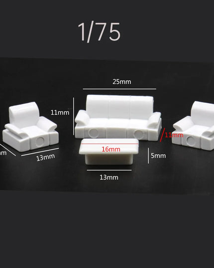 2 Sets 1:50 1:75 DIY Architecture Building Indoor Furniture Model Diorama ABS Plastic Sofa Set House Decoration for Layout
