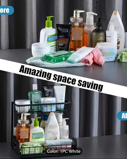 Under Sink Kitchen Storage Rack Set - Sliding Metal Drawer Organizer for Bathroom, Pantry, and Cabinets  Essential for Home Use