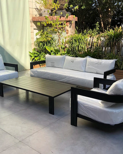Outdoor Furniture Garden Aluminum Outdoor Sofa Living Single Sofa and Ottoman Set