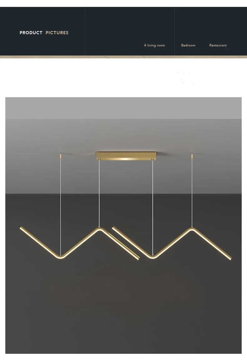 Modern LED irregular long chandelier adjustable chandelier dining room bedroom kitchen home decoration lighting