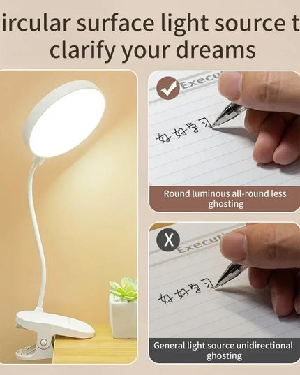 Portable USB Table Lamp Rechargeable Desk Lamp with Clip Bed Reading Night Light LED Touch 3 Modes Dimming Eye Protection Light