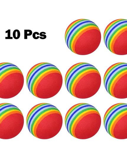 10PCS Foam Golf Balls Indoor Swing Training Practice Balls Rainbow Sponge Balls Golf Beginners Flexible Training Aid Accessories