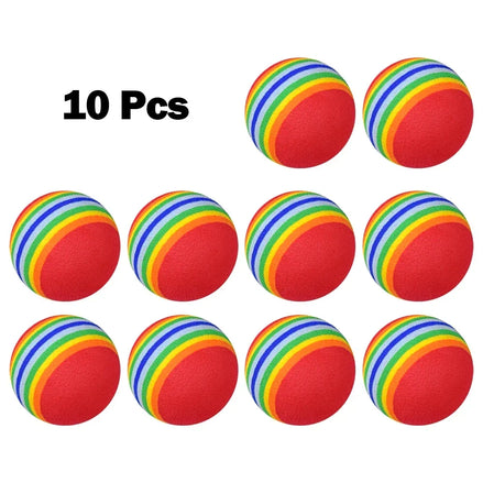 10PCS Foam Golf Balls Indoor Swing Training Practice Balls Rainbow Sponge Balls Golf Beginners Flexible Training Aid Accessories