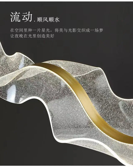 Modern Wave LED Pendant Lights for Living Restaurant Room Food Tables Bar Golden Chandelier Home Decor Hanging Light Fixture