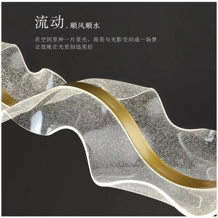 Modern Wave LED Pendant Lights for Living Restaurant Room Food Tables Bar Golden Chandelier Home Decor Hanging Light Fixture